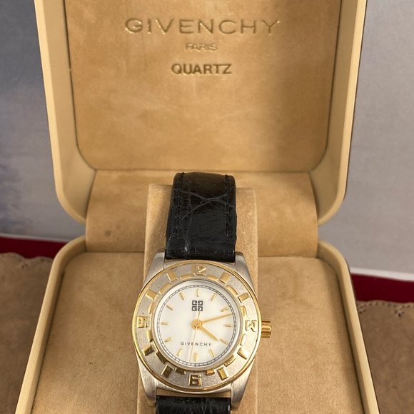 Vintage Givenchy Paris Watch 18K 10 Micron Gold Plated Arabic Numerals 8 inch St - Picture 9 of 10